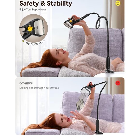 JOYROOM GOOSENECK PHONE HOLDER-FLEXIBLE LONGARM-SAFETY LOCK UPGRADE - Picture 6 of 12